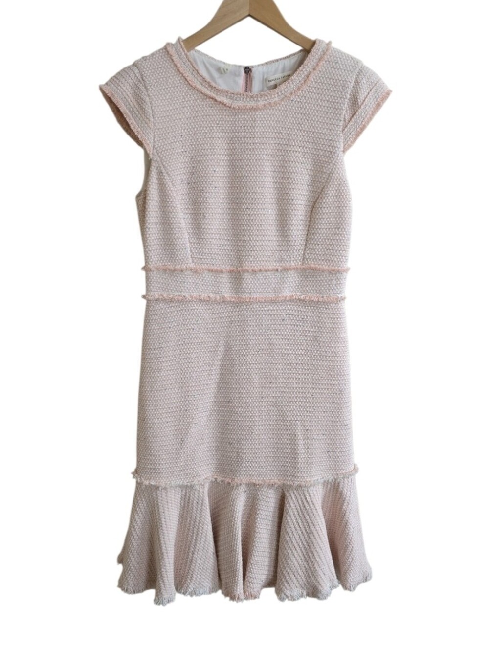 Rebecca Taylor Woven Jackie O Ballerina Pink & Metallic Shift Dress. Size 6